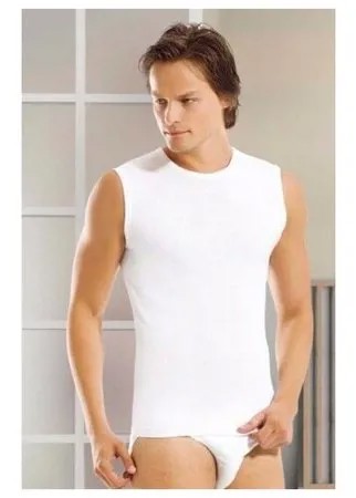 Мужская футболка безрукавка 100% хлопок белая (А1043)