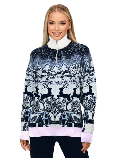 Свитер женский Pulltonic DEER1-545FYB/W синий 2XL