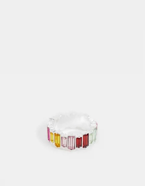 Кольцо с разноцветными камнями Pieces-Серебряный