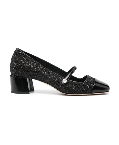 Блестящие кожаные туфли с квадратным носком Jimmy Choo, черный