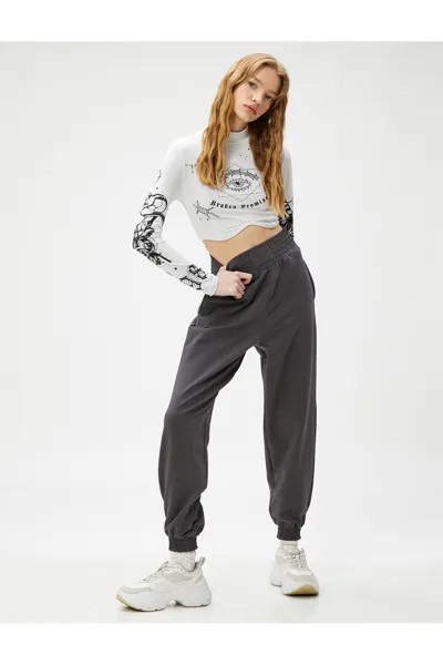 Спортивные штаны Jogger с карманами и высокой талией Koton, серый