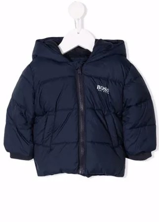 BOSS Kidswear пуховик с капюшоном и логотипом