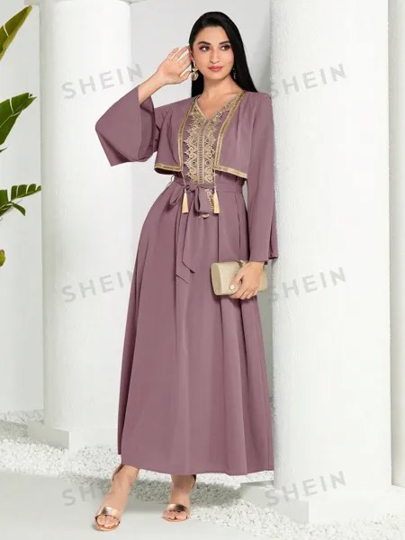 Платье арабское женское Shein Modely в стиле пэчворк, фиолетовый