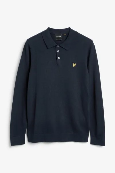 Черная трикотажная рубашка-поло с длинными рукавами Lyle & Scott, синий