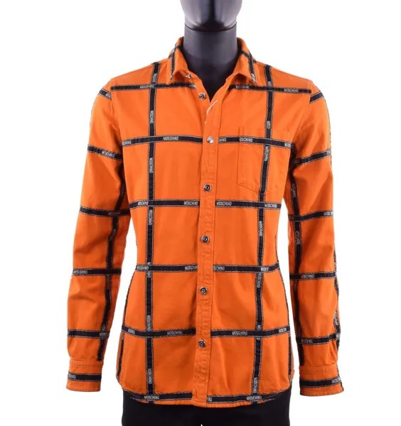 Джинсовая рубашка с логотипом Moschino Couture Runway Оранжевая рубашка 05401