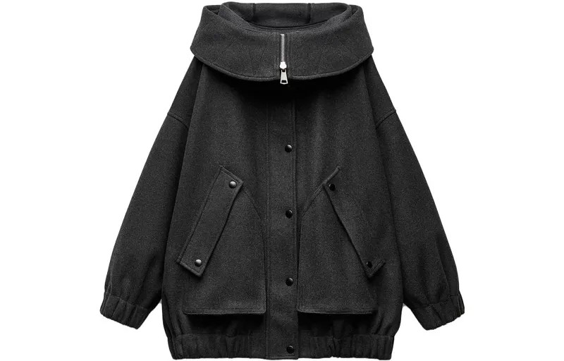 Пальто-парка женское черное Zara