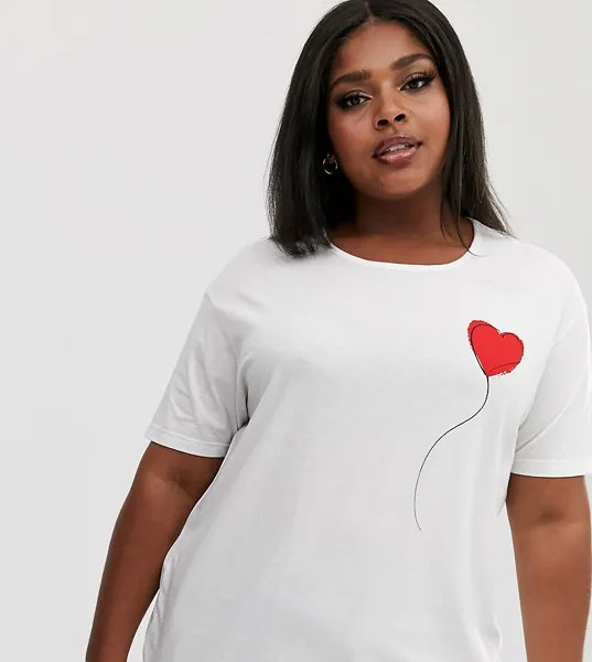 Свободная футболка с принтом воздушного шарика-сердца Wednesday's Girl Curve-Белый