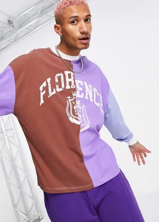 Oversized-лонгслив в стиле колор блок ASOS DESIGN-Разноцветный
