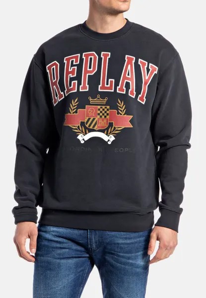 Пуловер Replay Replay Sweater PEACH HAND COTTON FLEECE mit Rundhals, черный