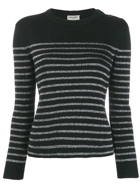 Saint Laurent джемпер в полоску с эффектом металлик