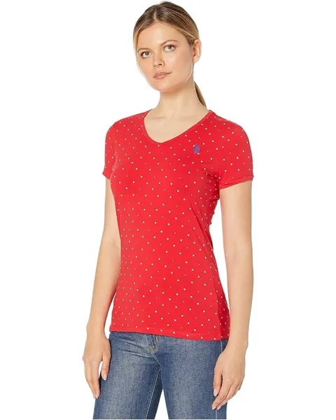 Футболка U.S. POLO ASSN. Dot V-Neck Tee, цвет Racing Red