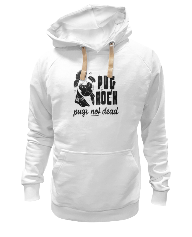 Худи Printio Pug rock белое 3XL