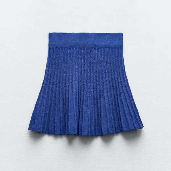 Юбка-мини Zara Pleated Knit, синий