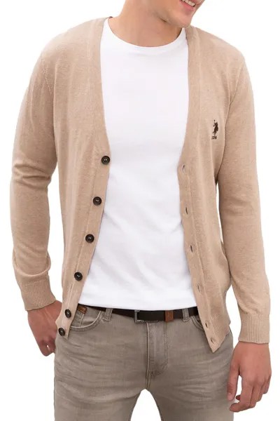 Кардиган мужской U.S. POLO Assn. G081SZ0TH0TBH01-BSK9 бежевый L