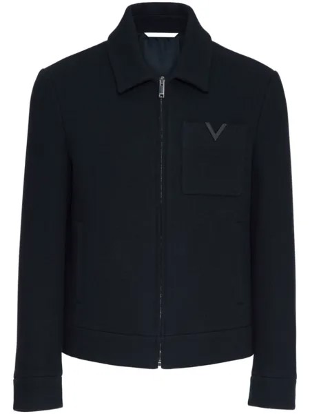 Valentino Garavani шерстяная куртка с логотипом, синий