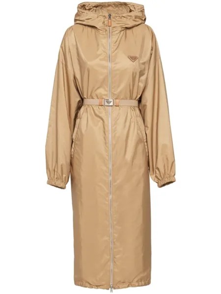 Prada плащ Re-Nylon с капюшоном, нейтральный цвет