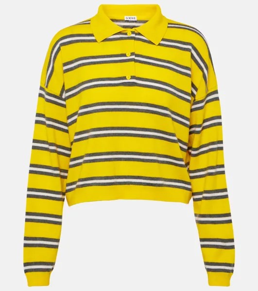 Полосатый шерстяной свитер-поло Loewe, желтый