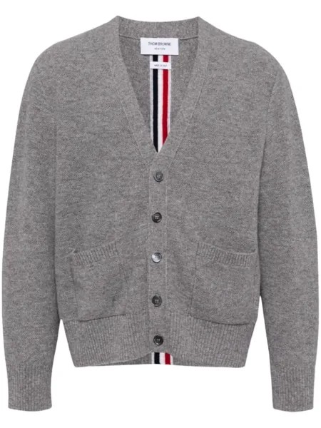 Thom Browne кардиган из натуральной шерсти с полосатой отделкой, серый