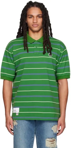 Зеленая полосатая футболка-поло AAPE by A Bathing Ape