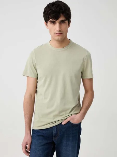 Хлопковая футболка с круглым вырезом Ovs, цвет light green