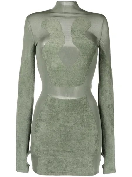 Dion Lee платье мини Chenille вязки интарсия, зеленый