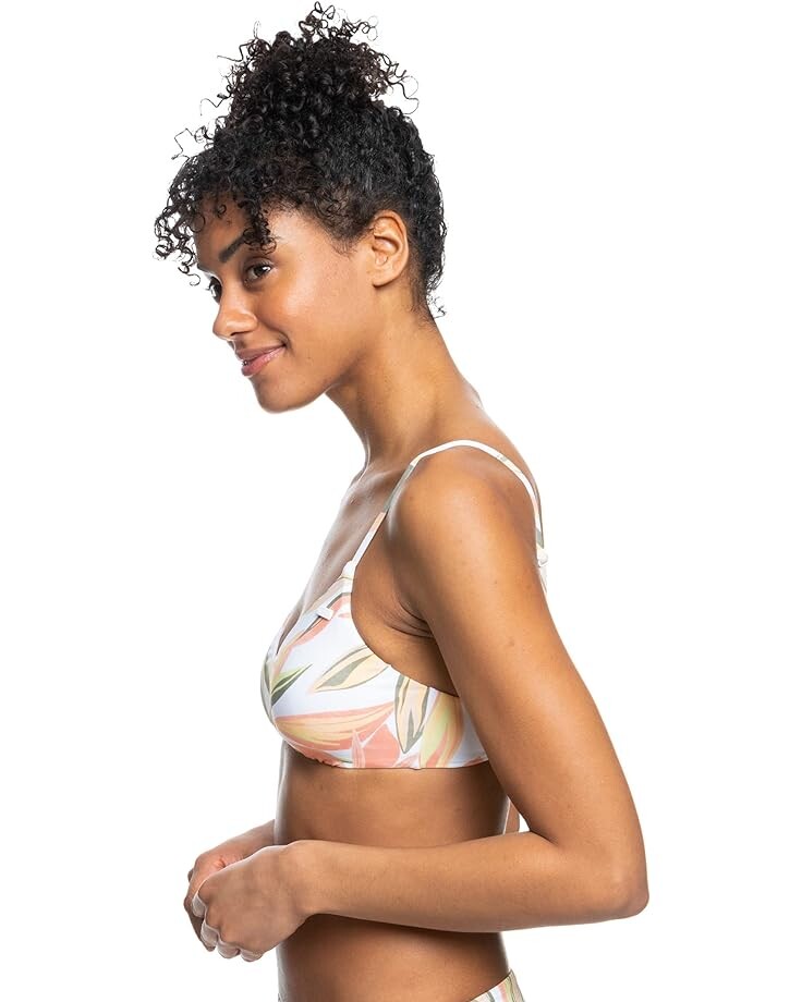 Топ бикини Roxy Beach Classics Strappy Bikini Top, цвет Bright White Subtly Salty Flat
