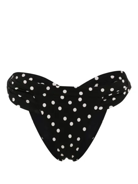 Saint Laurent плавки бикини в горох со сборками, черный
