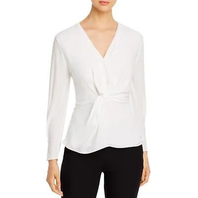 Donna Karan Womens Ivory Twist Front V-образным вырезом Блузка-рубашка XS BHFO 0336