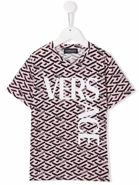 Versace Kids футболка с принтом La Greca