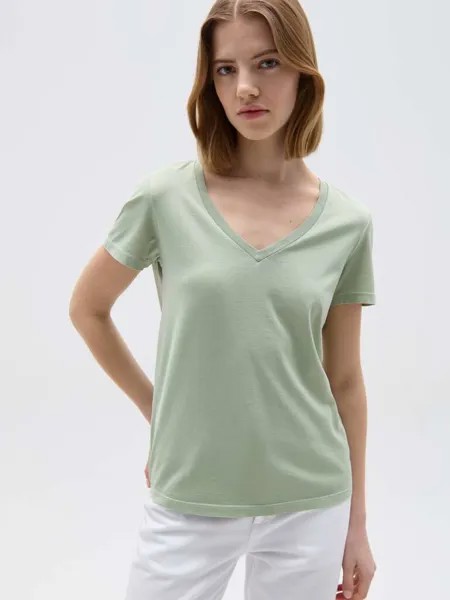 Футболка из хлопкового тона со скольжением av Ovs, цвет light green