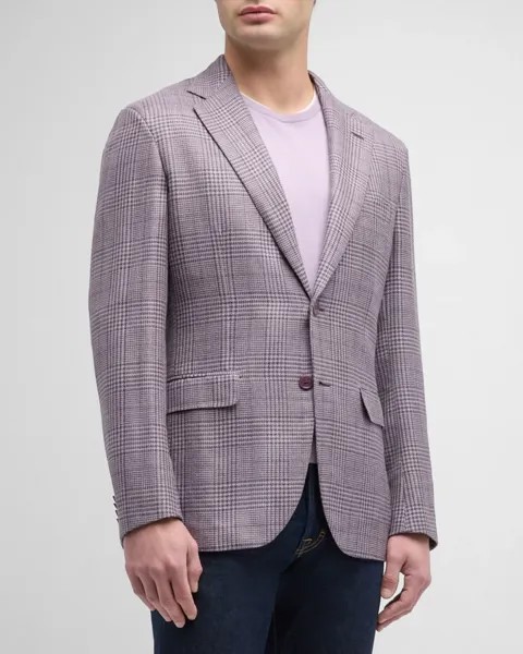 Мужское спортивное пальто в клетку из смесовой шерсти Brioni, цвет Lilac