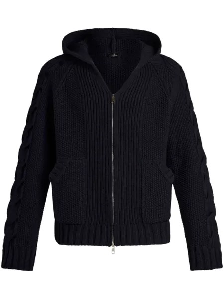ETRO кардиган фактурной вязки с капюшоном, синий