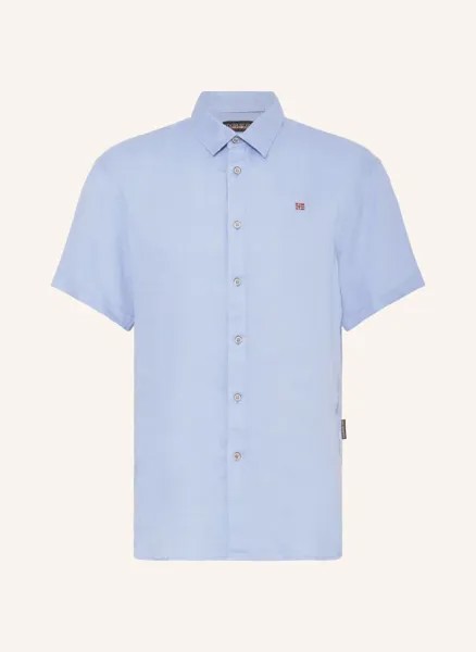 Рубашка с короткими рукавами g-linen стандартного кроя Napapijri, синий
