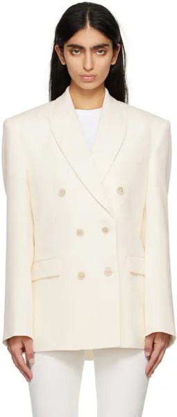 Кремового цвета двубортный пиджак Wardrobe.Nyc