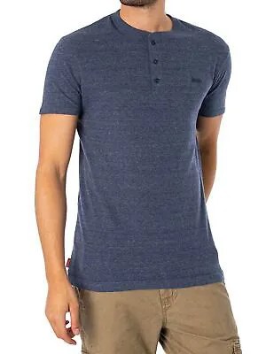 Мужская футболка Henley с винтажным логотипом Superdry EMB, синяя