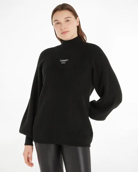 Женский свитер с высоким воротником свободного кроя Tommy Jeans, черный