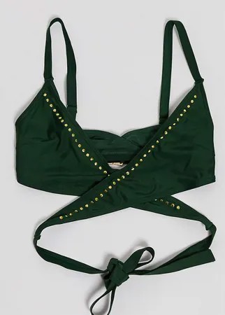 Эксклюзивный зеленый бикини-топ для груди большого размера Wolf & Whistle Eco-Зеленый цвет