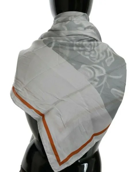 Шарф CNC COSTUME NATIONAL Серый Оранжевый шелковый платок с цветочным принтом 140x130см 150 долларов США