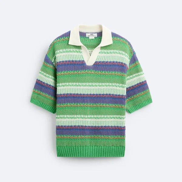 Футболка поло Zara Striped Knit - Limited Edition, мультиколор