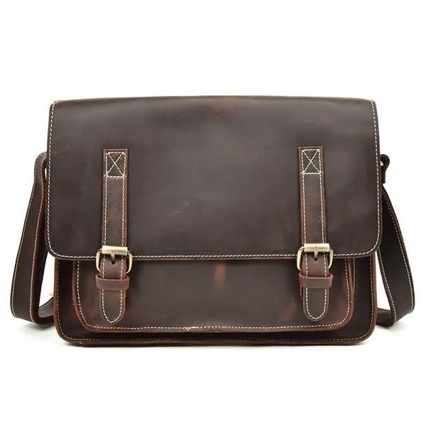 Японская мужская сумка через плечо, винтажная кожаная сумка-мессенджер, портфель из кожи Crazy Horse, сумка на плечо с откидной крышкой