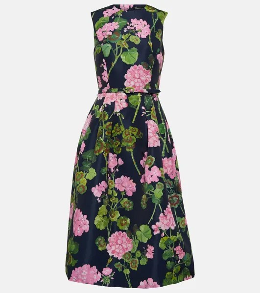 Платье миди с цветочным принтом OSCAR DE LA RENTA, разноцветный