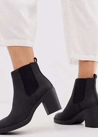 Черные ботинки челси на массивном каблуке New Look Wide Fit-Черный
