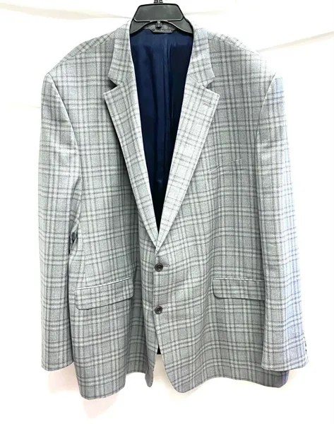 JACK VICTOR Серо-синий клетчатый люксорский шерстяной костюм с оконным стеклом, пиджак, куртка, 58 л