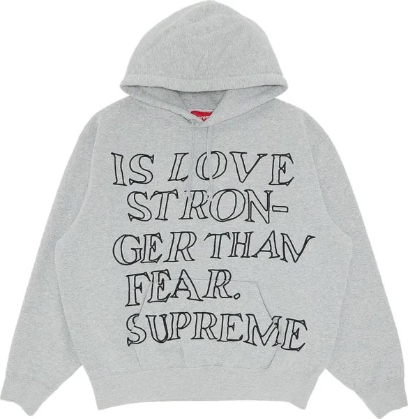 Толстовка Supreme Stronger Than Fear Hooded Sweatshirt 'Heather Grey', серый