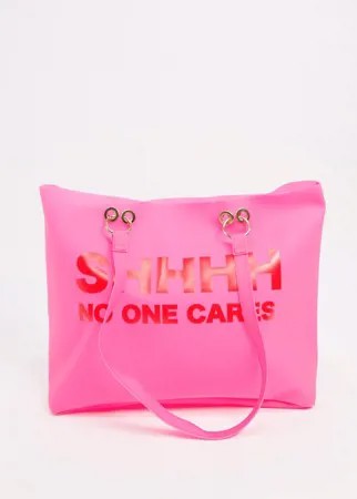 Розовая прозрачная сумка-тоут с надписью Skinnydip-Розовый цвет