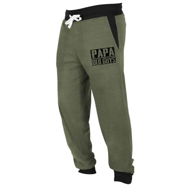Мужские спортивные штаны винтажные повседневные спортивные брюки Papa Old Guys контрастного цвета армейский зеленый цвет