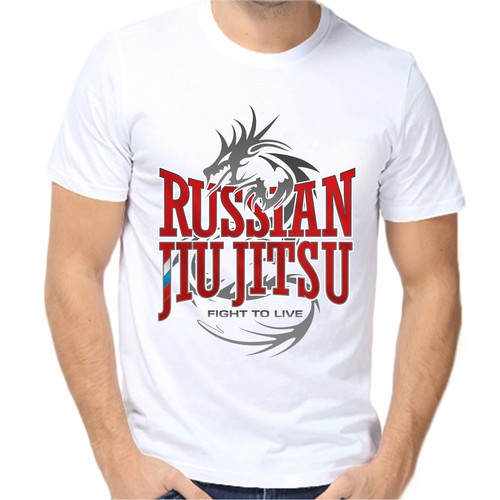 Футболка russian jiu jitsu fight to live, размер (48)M, белый