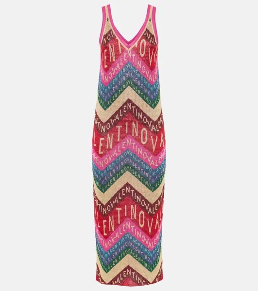 Платье миди Valentino Chevron из ламе Valentino, мультиколор
