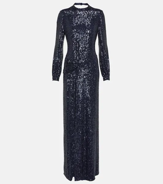 Платье с пайетками MONIQUE LHUILLIER, черный
