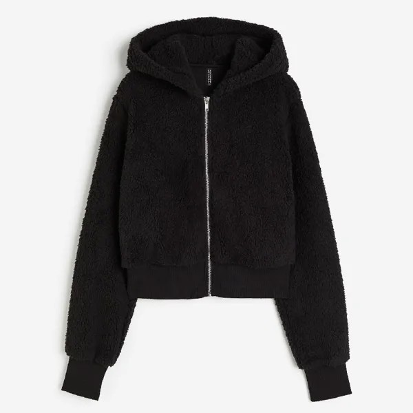 Толстовка H&M Hooded Teddy Fleece, черный